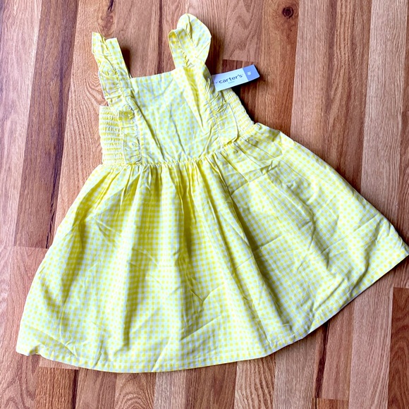 Carter's Other - Carter’s NWT Yellow Gingham Easter Smocked Flutter ruffle Dress size 4T